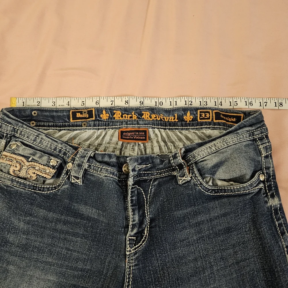 Rock Revival Blue Straight Leg Jeans Classic Denim - Picture 5 of 10
